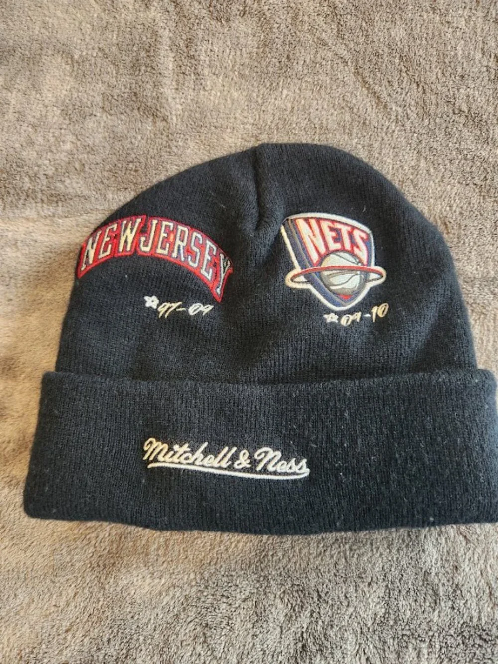 Mitchell & Ness New Jersey Nets Hardwood Classics Cuffed Knit Beanie Hat 2021